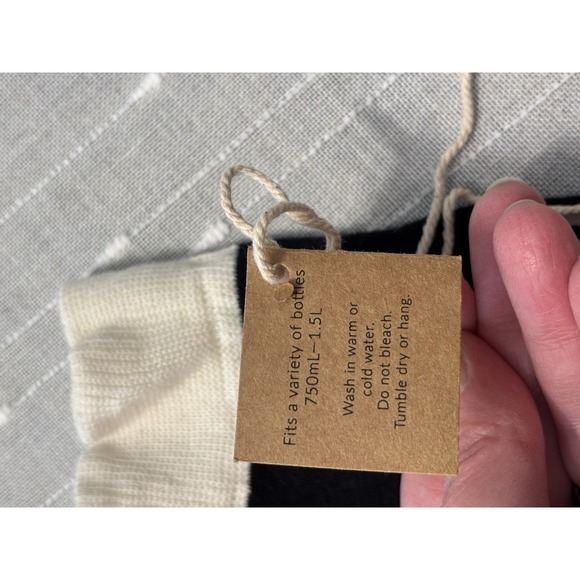 Wine Bottle Sock double sided black and white two sayings Double Sided knit - Picture 4 of 5